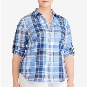 NWT Lauren Ralph Lauren Plaid Cotton Shirt 2X